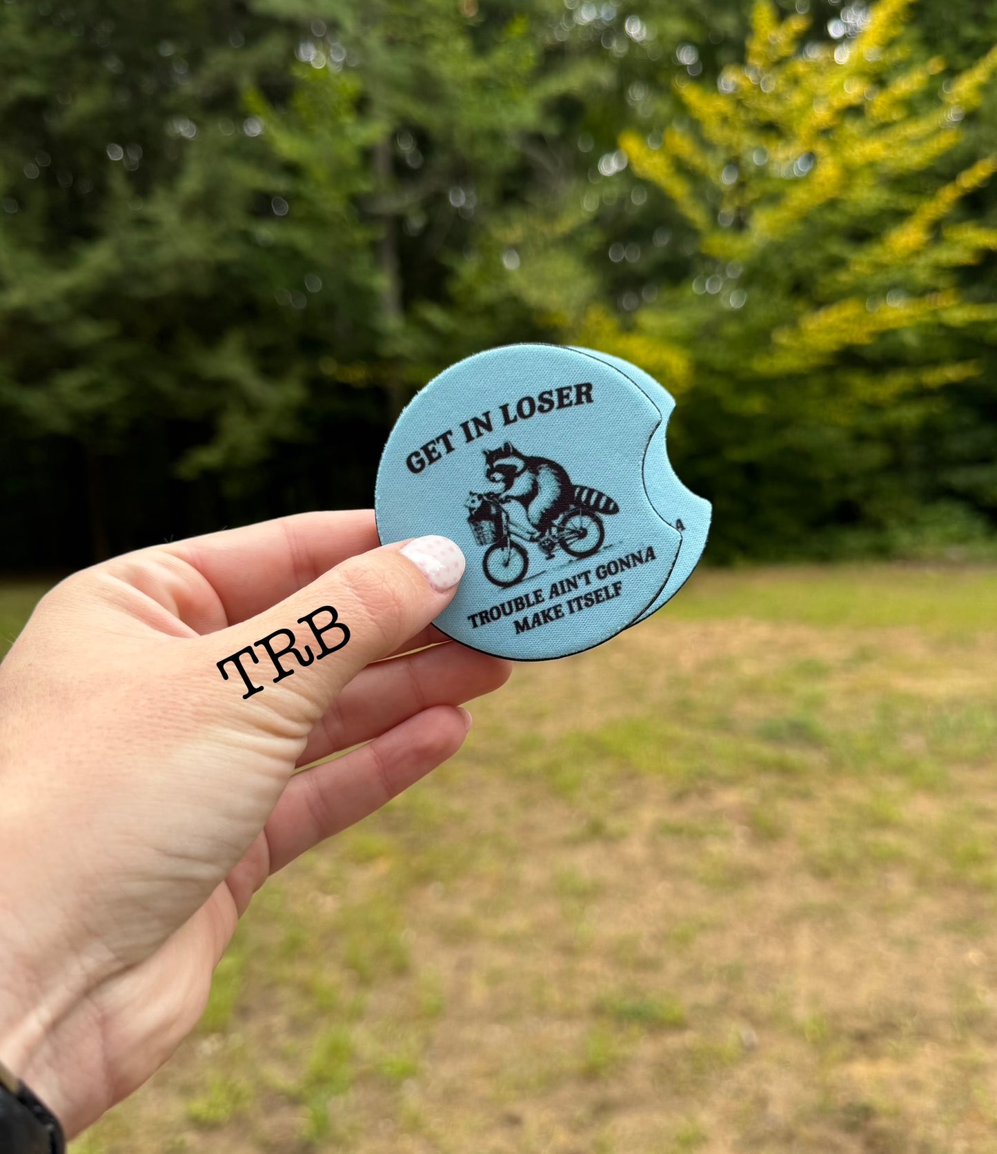 Trouble Raccoon Car Coasters