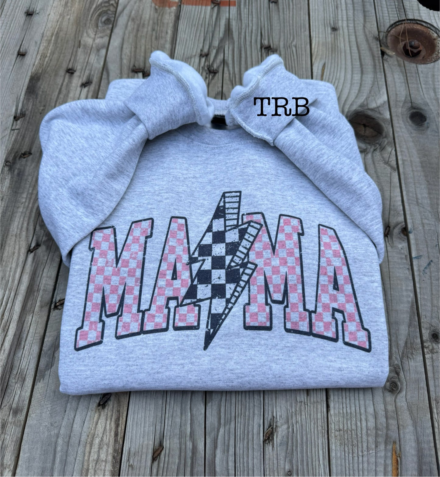 Pink Checkered Mama Crewneck