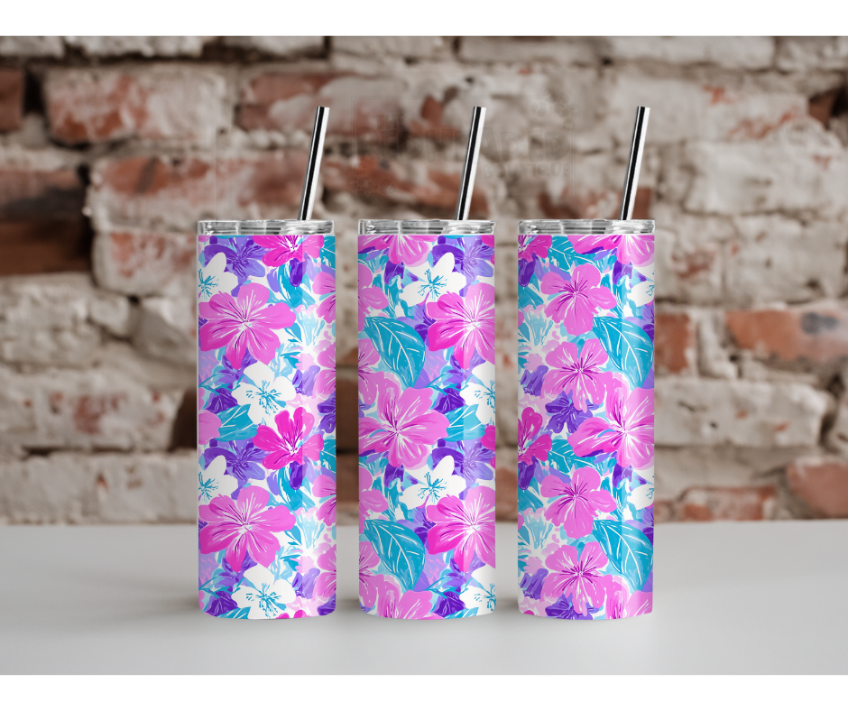 Neon Hibiscus Tumbler