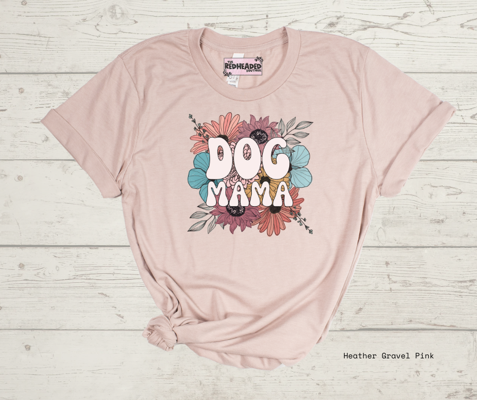 Retro Floral Dog Mama T-shirt