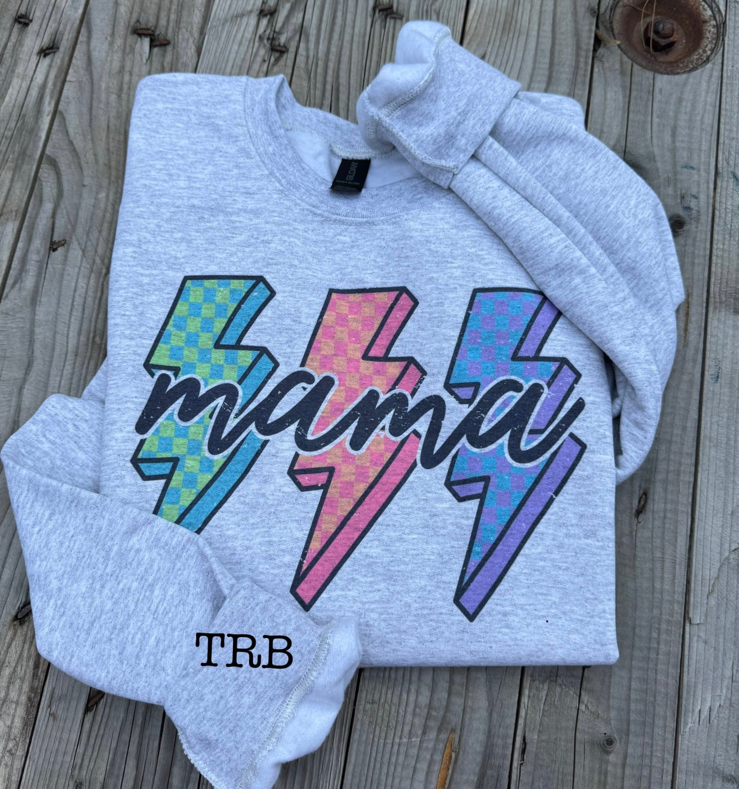 Mama Checkered Bolts Crewneck