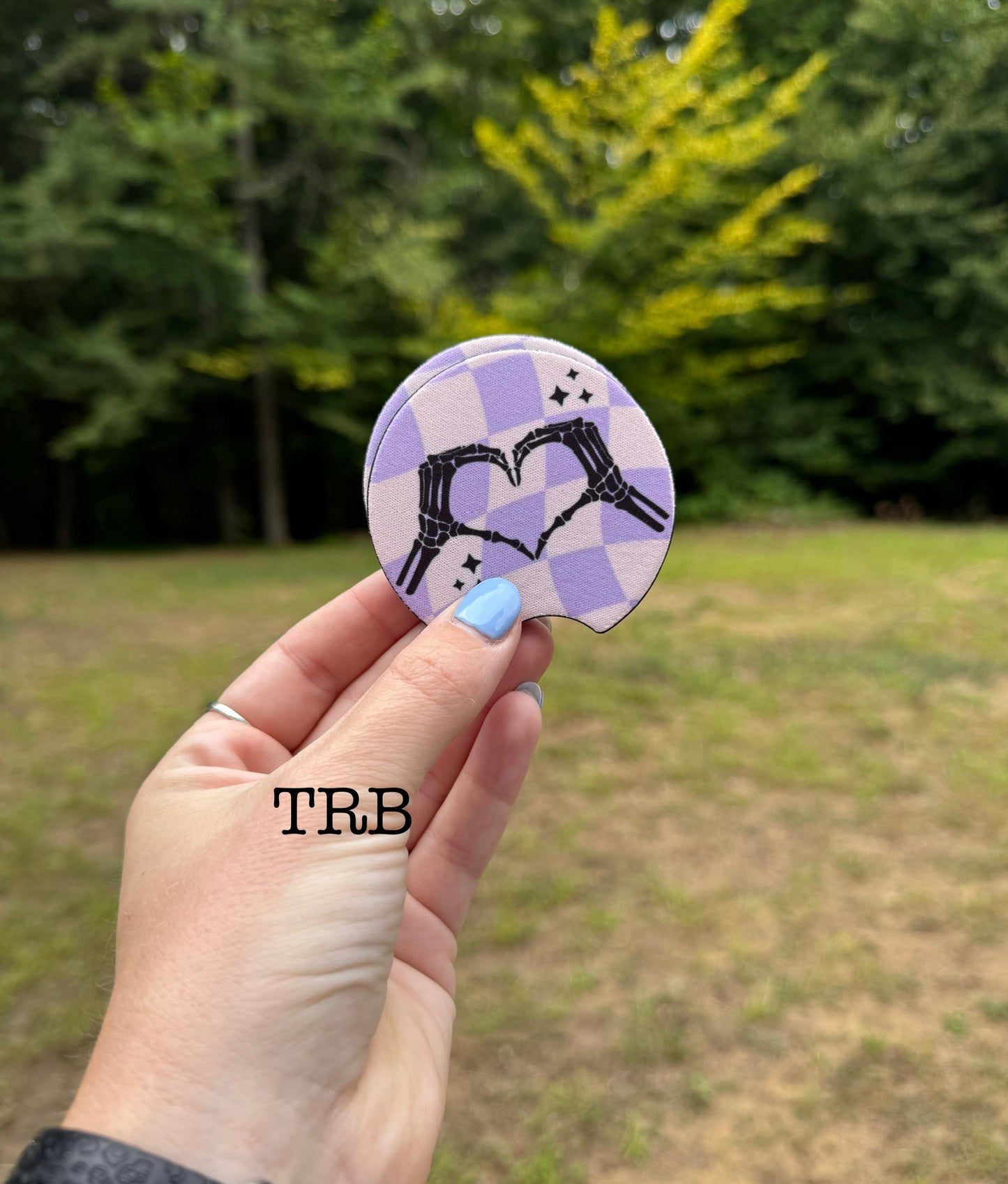 Skelly Heart Hand Car Coasters