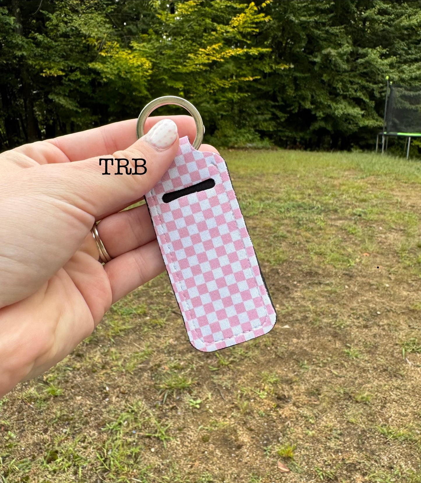 Pink Checkered Chapstick Holder