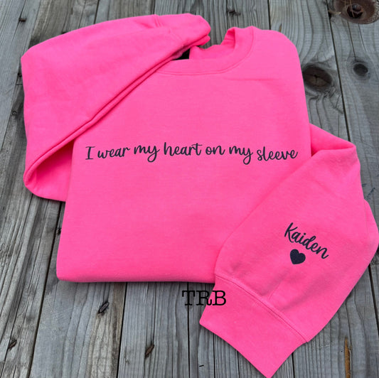 *Customizable* Heart on Sleeve Crewneck