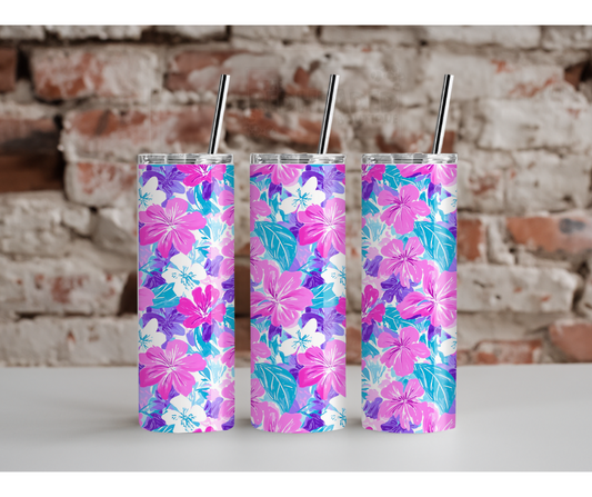 Neon Hibiscus Tumbler