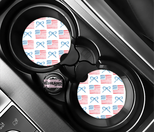 Bows and Flags Car Coasters