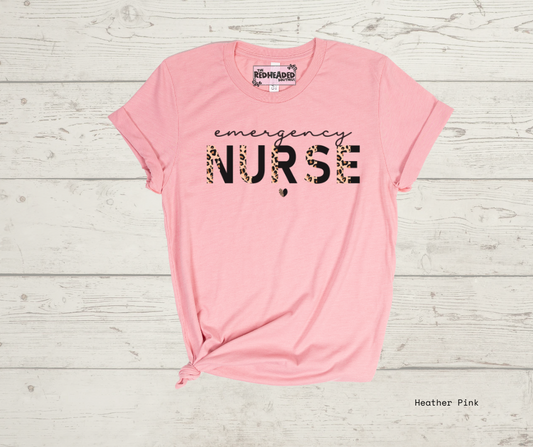 Leopard Emergency Nurse T-shirt