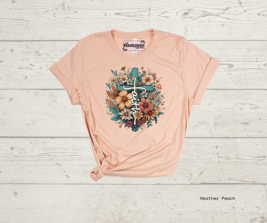 Floral Faith Cross T-shirt