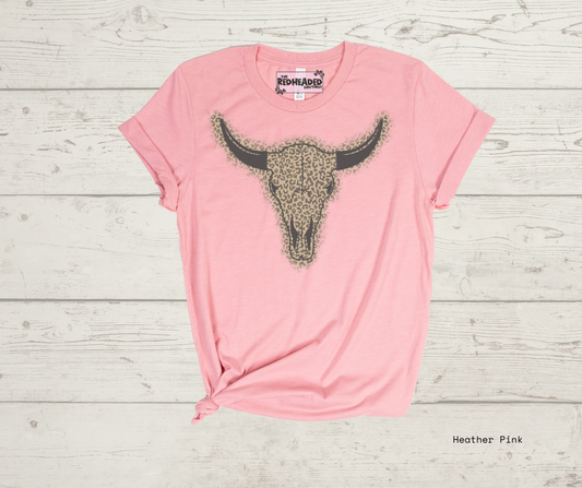 Leopard Bull Skull T-shirt