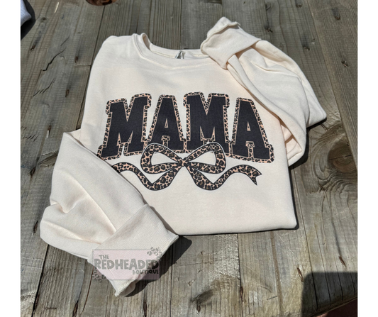 Leopard Bow Mama Crewneck