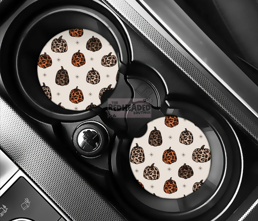 Leopard Pumpkin Car Coasters