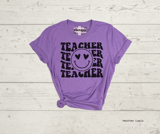 Stacked Teacher Smiley T-shirt