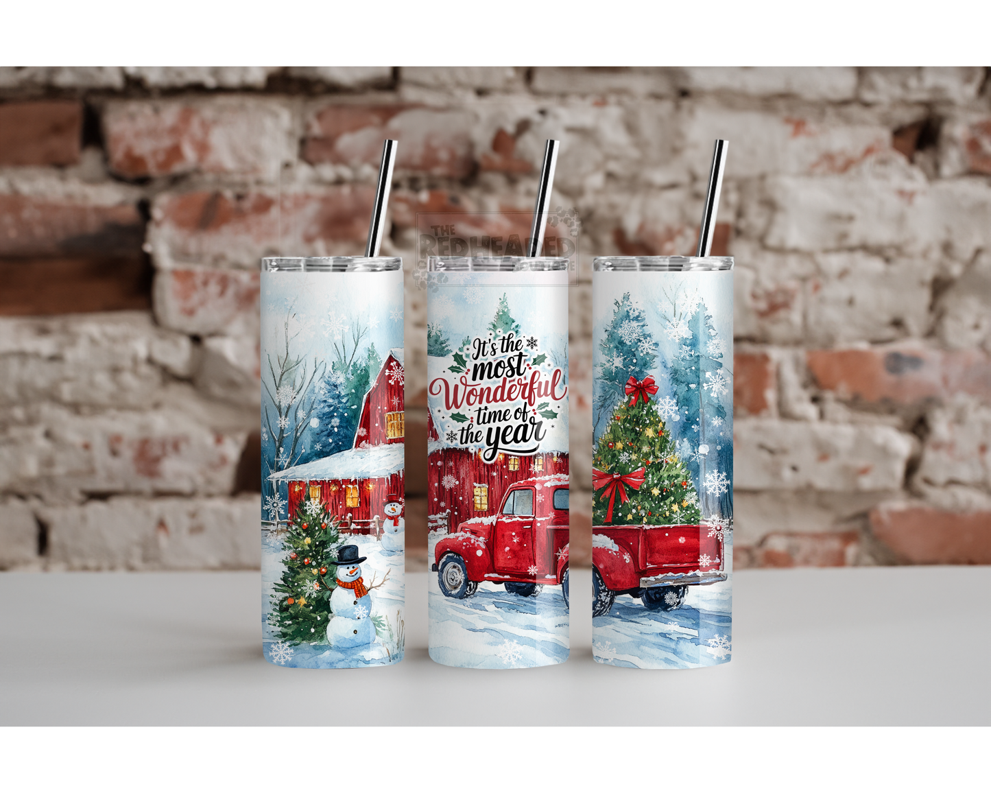 Christmas Red Truck Tumbler