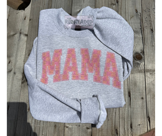 Pink & Peach Checkered Mama Crewneck