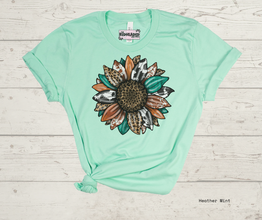 Western cowhide Sunflower T-shirt