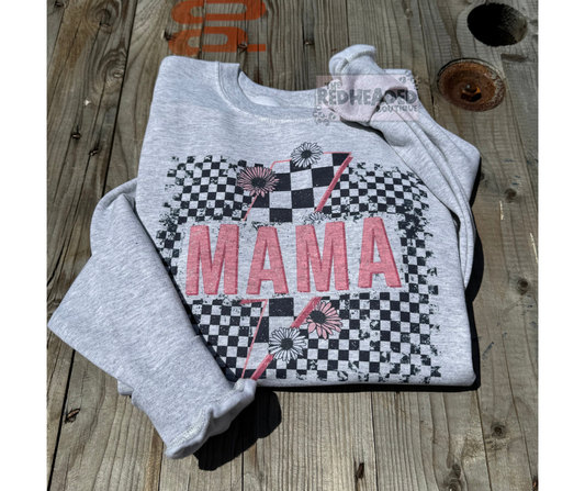 Retro Checkered Mama Crewneck