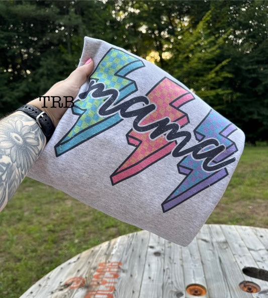 Mama Checkered Bolts Crewneck