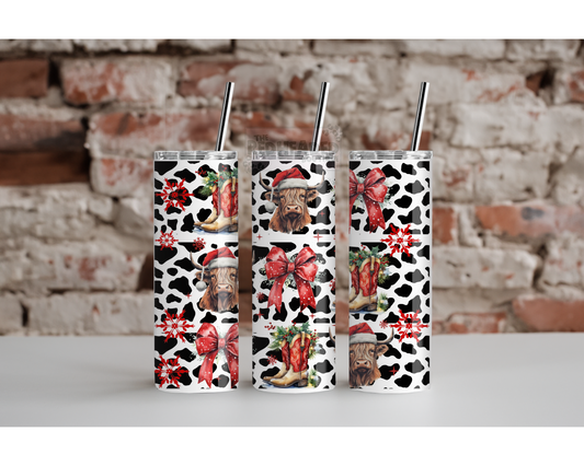 Western Cow Christmas Tumbler