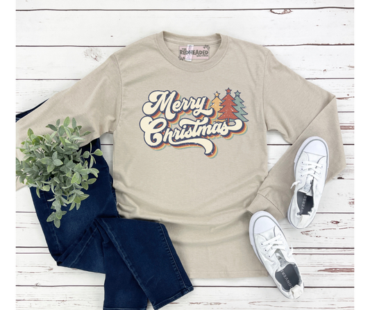 Retro Merry Christmas Long Sleeve Shirt