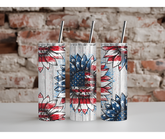 Patriotic Sunflower Tumbler