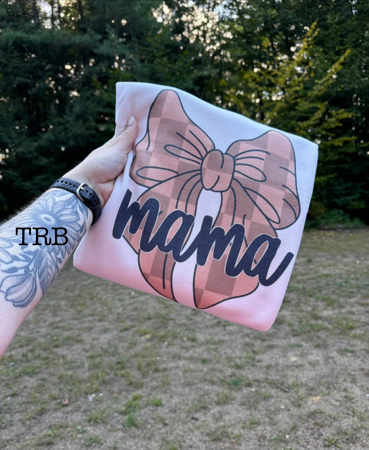 Brown Checkered Bow Mama