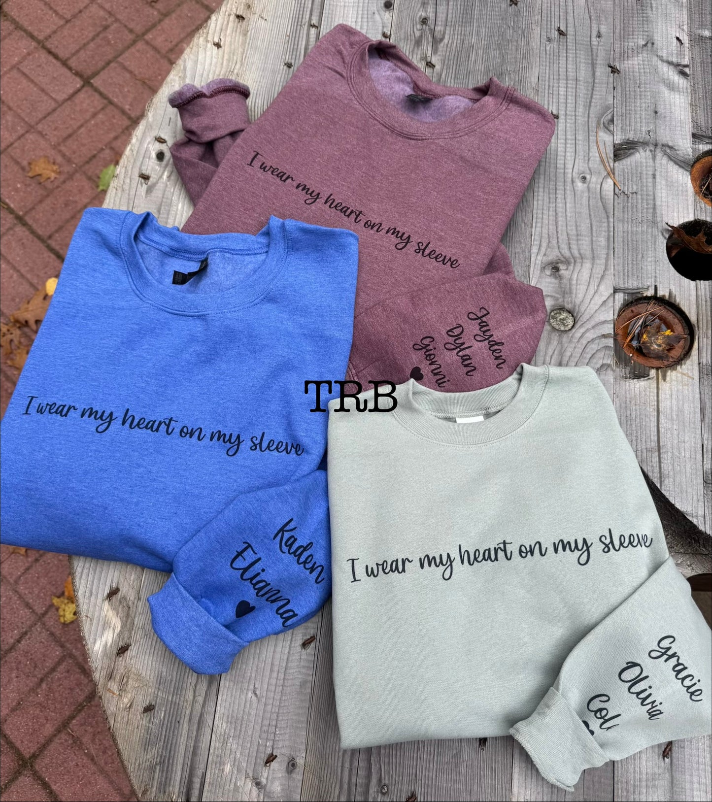*Customizable* Heart on Sleeve Crewneck