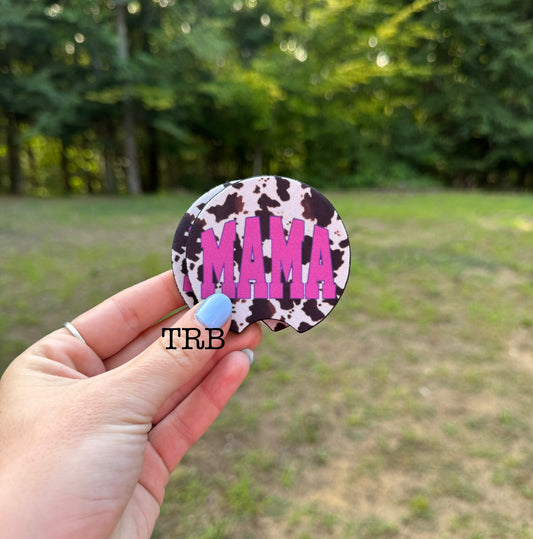 Cowhide Mama Car Coasters