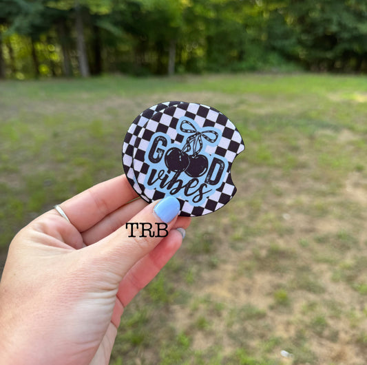 Good Vibes Car Coasters