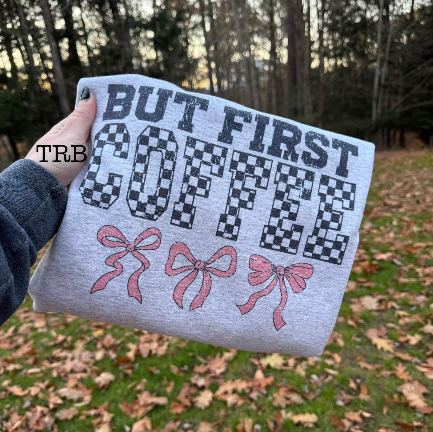 Coffee w/ Checkered Cuffs Crewneck