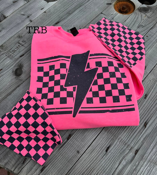 Bolt w/ Checkered Sleeves Crewneck
