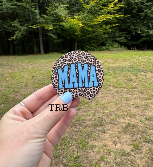 Blue Mama Cheetah Car Coasters