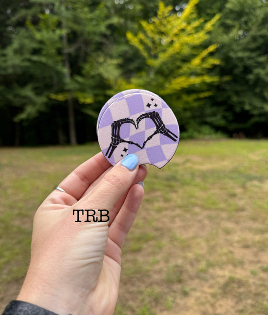 Skelly Heart Hand Car Coasters