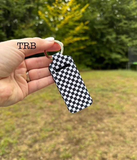 Black Checkered Chapstick Holder